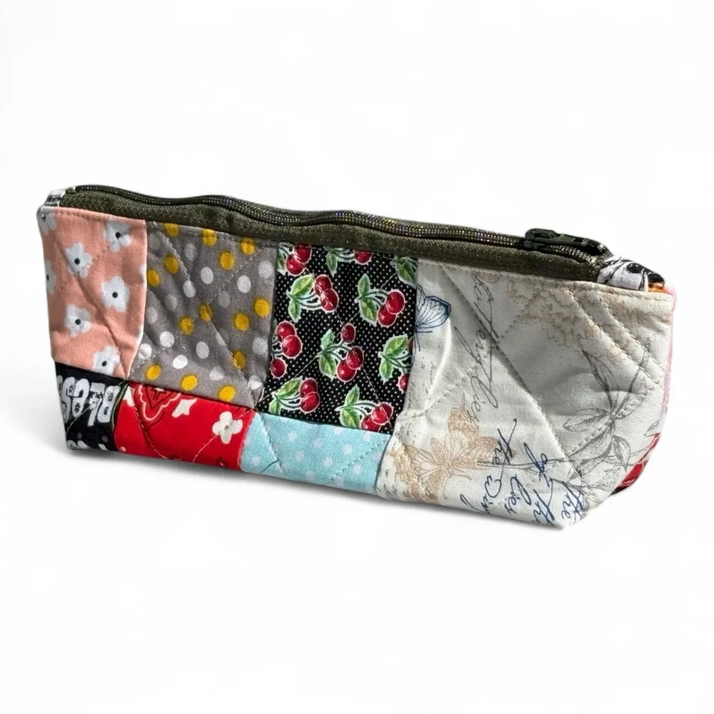 Colorful Patchwork Zipper Pencil Pouch - Picture 2 of 8
